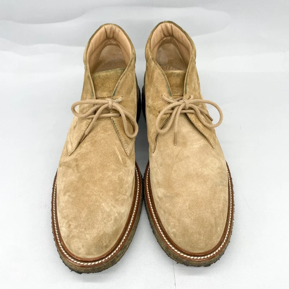 Tods Mens 9.5 10.5 Suede Chukka Desert Boots Tan Crepe Sole preppy Classic Shoes
